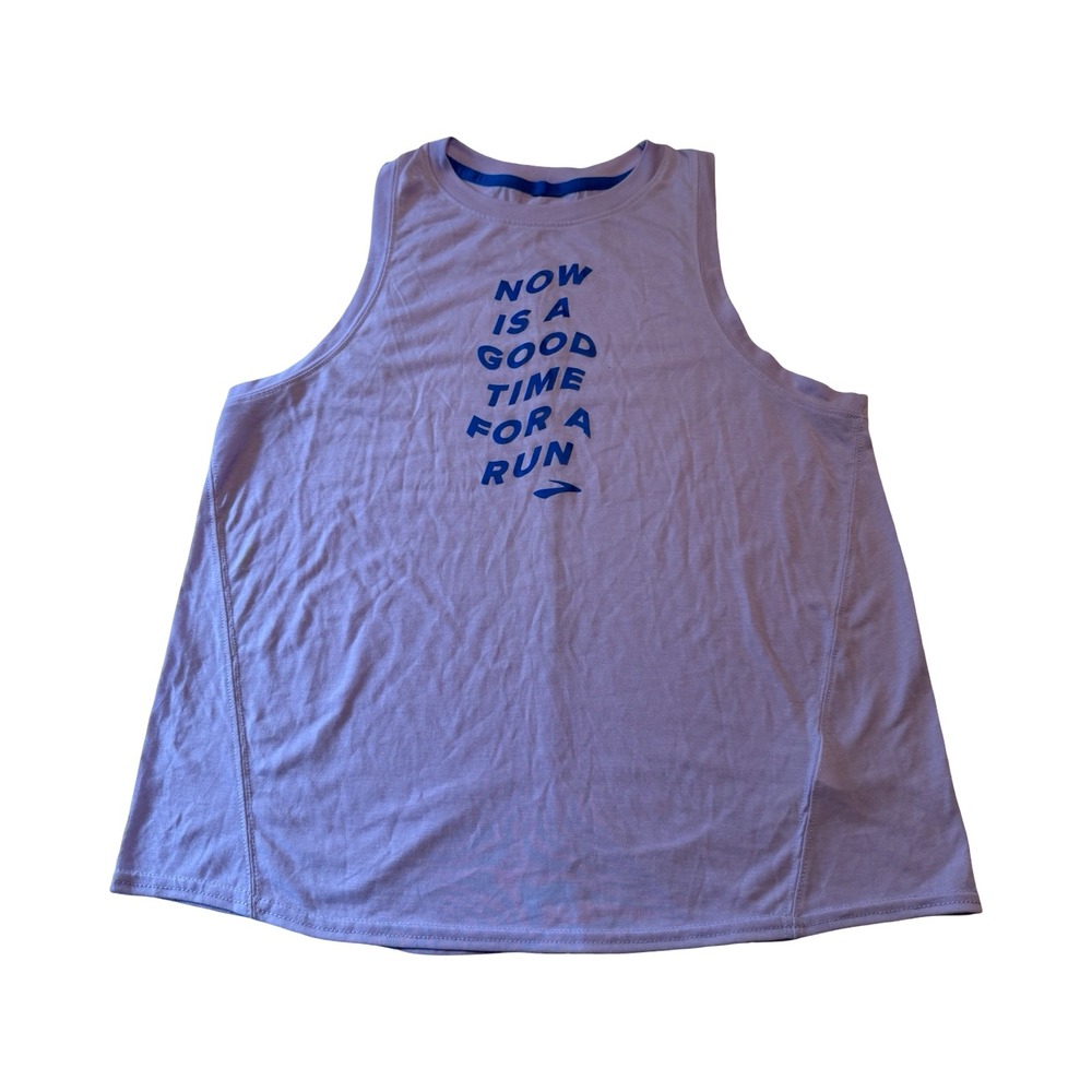 Brooks Womens Run Happy Graphic Tank Top Purple Sleeveless Running Shirt M